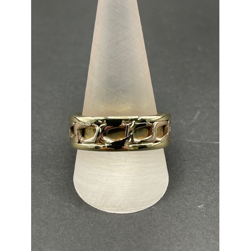 Mens 9ct Yellow Gold Curb Pattern Ring