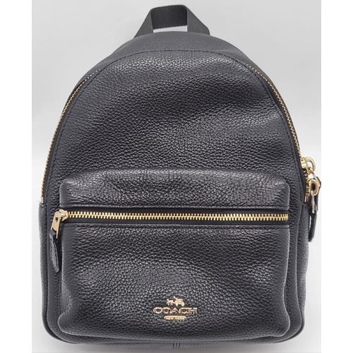 Coach Mini Charlie Backpack Black Pebble Leather
