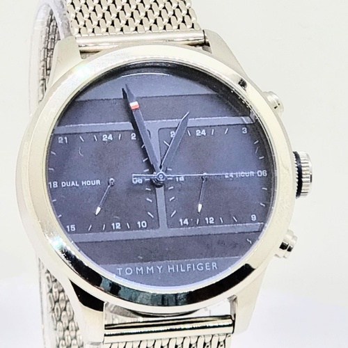 Tommy Hilfiger Silver Dual Time Stainless Steel Mens Watch TH 368.1.14.2596