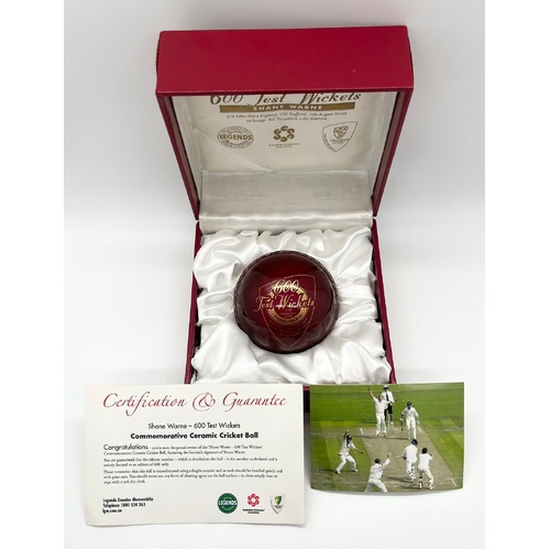 Shane Warne Signed Ceramic Ball 600 Test Wickets Limited Edition 170/600 and COA