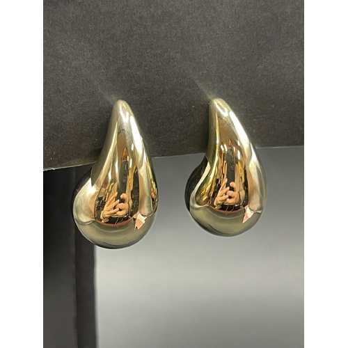 Ladies 18ct Yellow Gold Tear Drop Bubble Stud Earrings