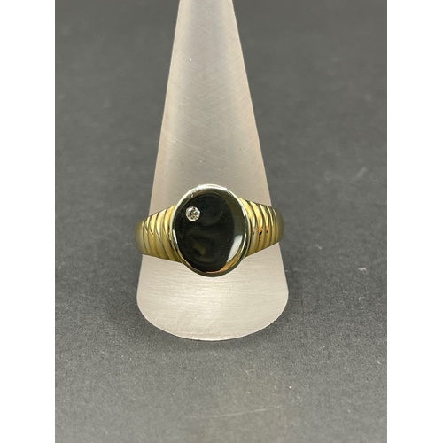 Mens 9ct Yellow Gold Oval Signet Diamond Ring