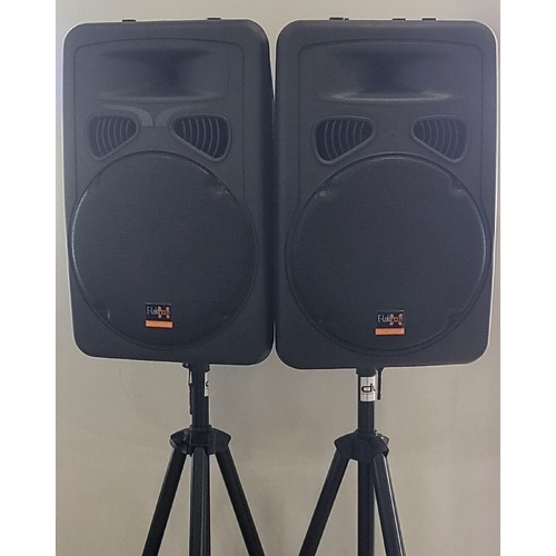 E-Lektron 815.820 Bluetooth PA 2 Way Active Speaker Pair with Stands