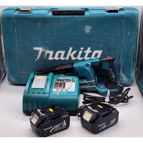 Makita DFR450X Autofeed Screwdriver Kit with Charger and 3.0Ah 4.0Ah Batteries