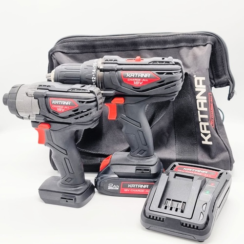 Katana 18V Cordless Drill and Impact Driver Combo Kit Battery Charger and Bag