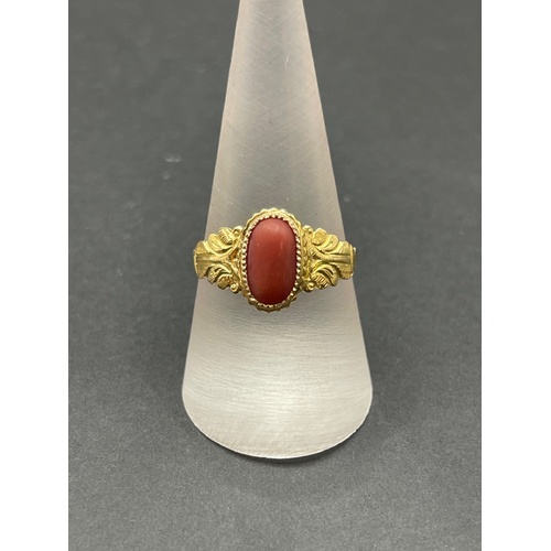 Unisex 22ct Yellow Gold Orange Gemstone Ring