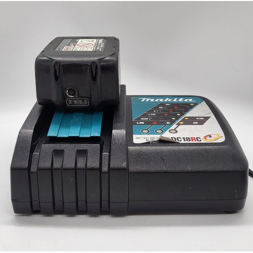 Makita DC18RC 18V LXT Corded Lithium‑Ion Rapid Battery Charger and 5.0Ah Battery