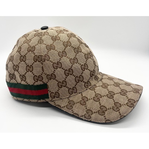 Gucci 200035 Original GG Canvas Baseball Hat with Web Size Large 59cm with COA