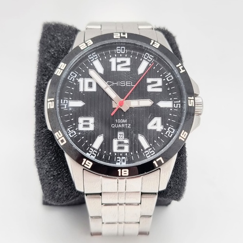 Chisel Mens Stainless Steel Quartz Watch 5829253 100M WR Luminous Dial