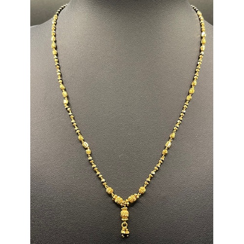 Ladies 22ct Yellow Gold and Bead Fancy Necklace