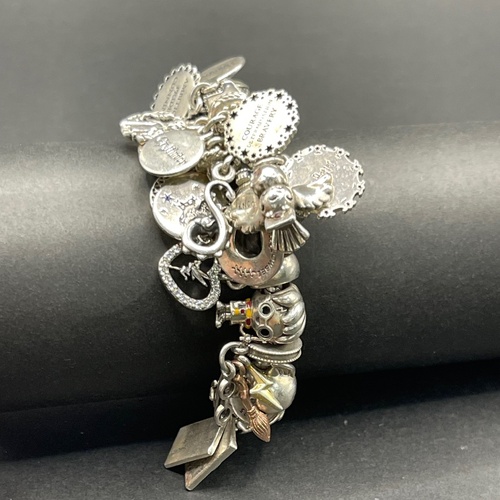 Ladies 925 Sterling Silver Snake Link Charm Bracelet