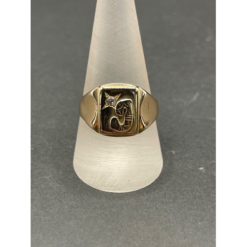 Mens 9ct Yellow Gold Cubic Zirconia Letter J Ring