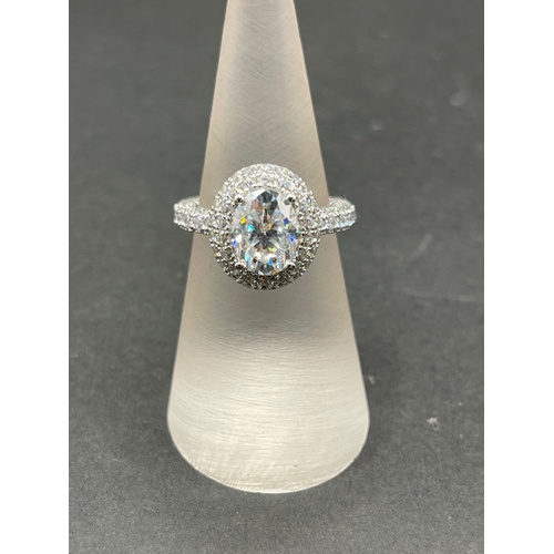 Ladies 925ct Sterling Silver Moissanite Diamond Ring