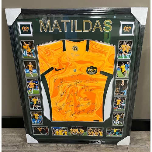 Matildas 2023 World Cup Signed Framed Squad Jersey with Football Australia COA