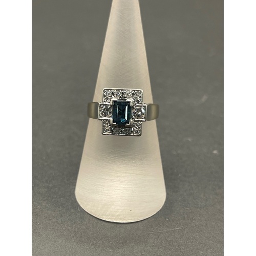 Ladies 18ct White Gold Diamond and Sapphire Ring