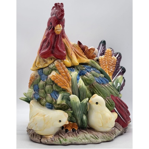 St. Andrews Handmade and Hand Decorated Ceramic Rooster Jar and Lid
