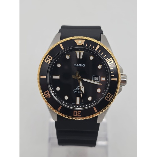 Casio Duro MDV106G-1AV Black Gold Mens Analog Dive Watch 200m Black Resin Band