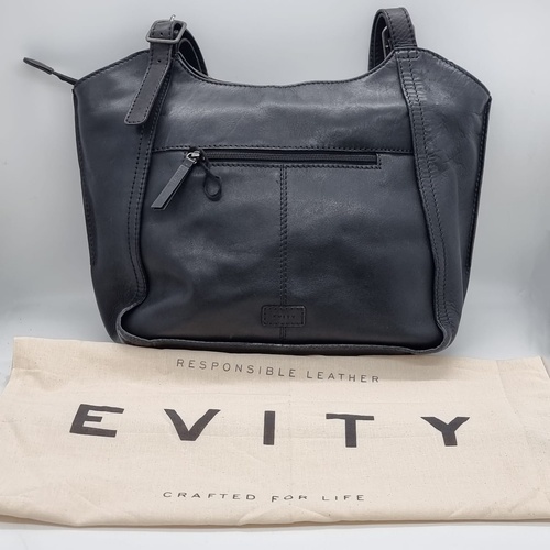 Evity Black Leather Ladies Handbag