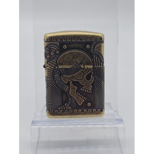 Zippo Armor Steampunk Skull Lighter 29268 360° MultiCut Antique Brass