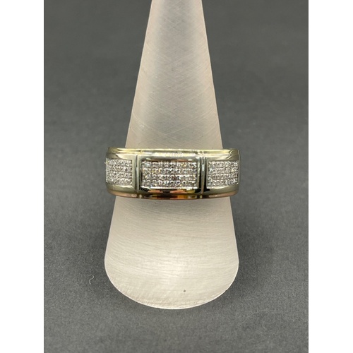 Mens 10ct Two Tone Gold Diamond Band Ring
