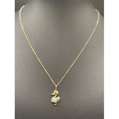 Ladies 9ct Yellow Gold Curb Link Chain & Duck Pendant