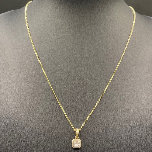 Ladies 14ct Yellow Gold Pandora Oval Link Necklace & CZ Pendant
