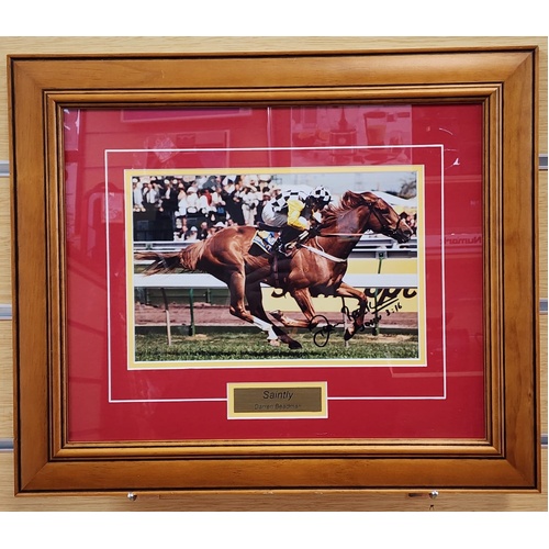 1996 Melbourne Cup Framed Photo Saintly and Darren Beadman Signed