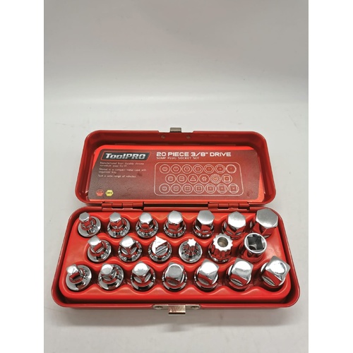 ToolPRO Sump Plug Removal Socket Set 3/8 Inch Drive 20 Piece PLU 674124