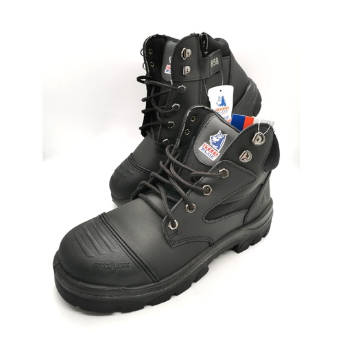 Steel Blue Mens Parkes Zip Safety Boots with Scuff Cap 312658 Black Size 10