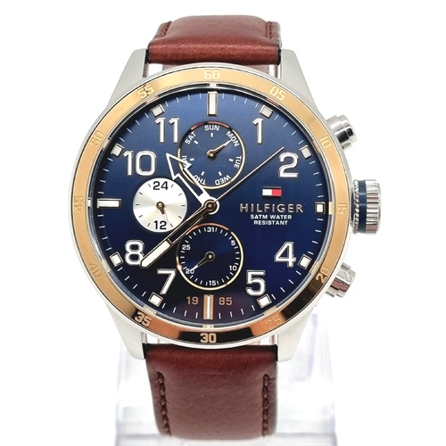 Tommy Hilfiger TH.248.1.20.1820 Mens Watch 46mm Blue Dial Brown Leather Strap