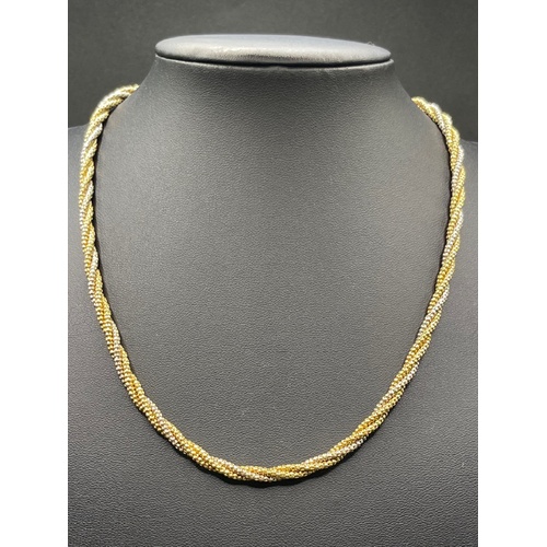 Ladies 18ct Two Tone Gold Bead Rope Link Necklace