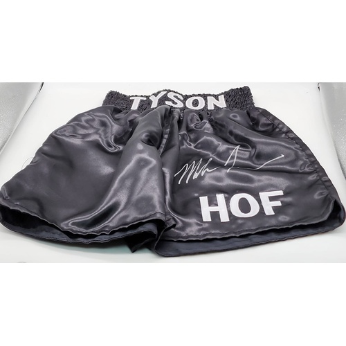 Mike Tyson HOF Signed Boxing Trunks Large with PSA COA Authentic Gear