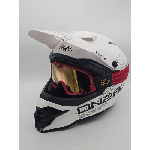 O'Neal 2021 Series 3 Adult XL Dirt Bike Helmet White with Goggles Set