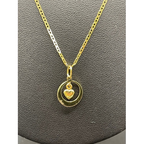 Ladies 14ct Yellow Gold Anchor Link Chain & Heart Pendant