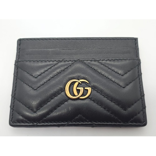 Gucci GG Marmont Black Leather Card Holder Authentic Designer Wallet