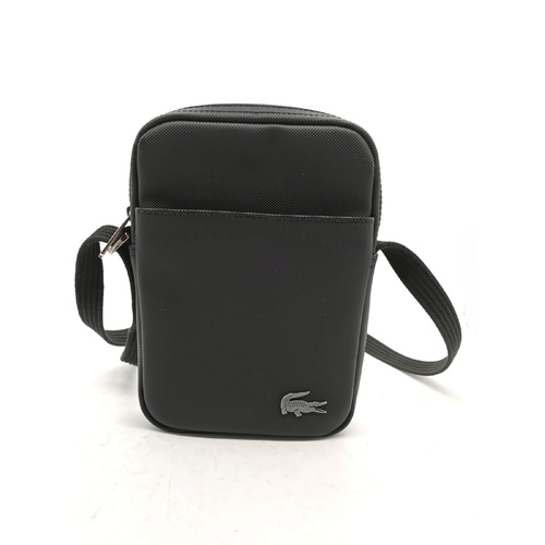 Lacoste Black Side Satchel Bag Adjustable Strap Compact 21x15x5cm