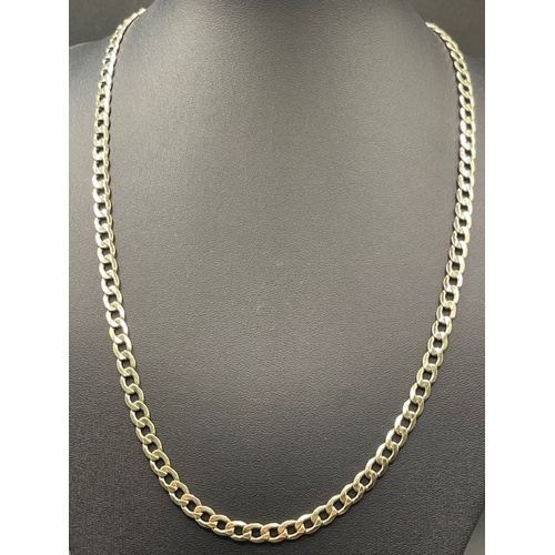 Unisex 9ct Yellow Gold Silver Filled Curb Link Necklace