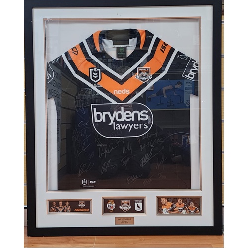 NRL Wests Tigers 2000-2019 Signed and Framed 20 Year Anniversary Jersey