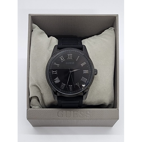 Guess Charter Mens Black Silicone Watch GW0362G1 Quartz 42mm Analog