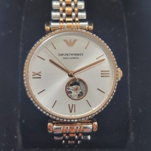 Emporio Armani Ladies Gianni T-Bar Automatic Watch AR60019 Two Tone