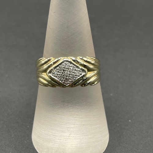 Unisex 9ct Yellow Gold Diamond Ring