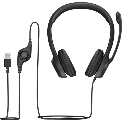 Logitech H390 USB Computer Headset Black Noise Cancelling Mic PC Mac