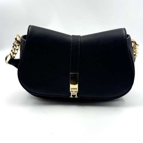 Tommy Hilfiger Black Heritage Chain Crossover Shoulder Bag with Dust Bag