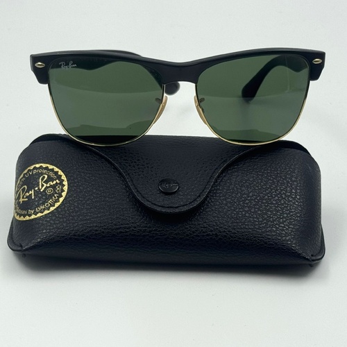 Ray-Ban Clubmaster Oversized RB4175 Matte Black Gold Green Sunglasses