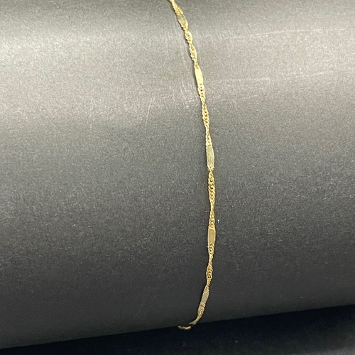 Ladies 9ct Yellow Gold Snake Twist Link Anklet