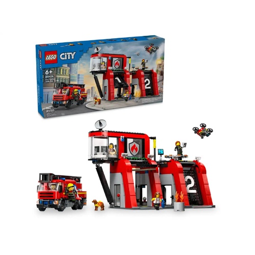 LEGO City Fire Station with Fire Truck 60414 843 Pieces for Ages 6+