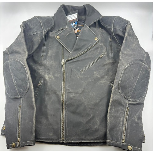 Rhino Leather Brando 6 Mens 4XL Distressed Riding Jacket Genuine Leather