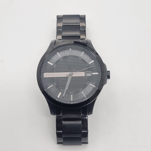 Armani Exchange Three Hand Date Black Stainless Steel Watch AX7101 and Bracelet