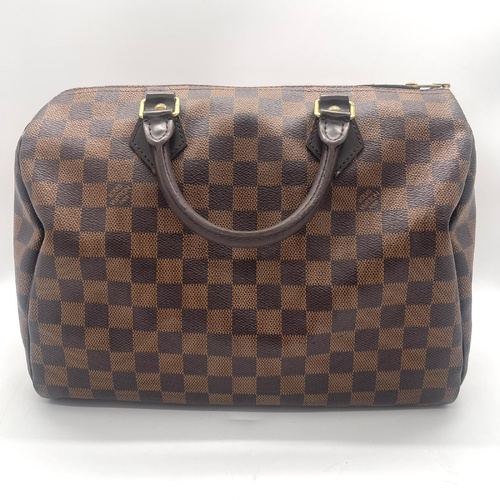 Louis Vuitton Speedy 30 Handbag Damier Ebene Canvas Genuine with COA