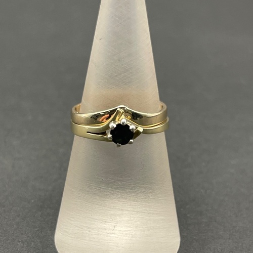 Ladies 9ct Yellow Gold Blue Sapphire Gemstone Ring Set